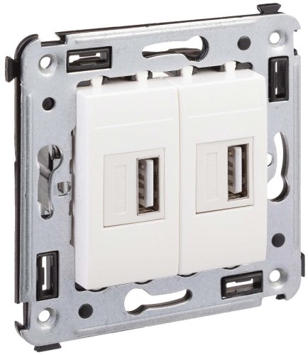 Розетка USB тип А+А без рамки DKC Avanti 2-м. 2100мА белое облако картинка